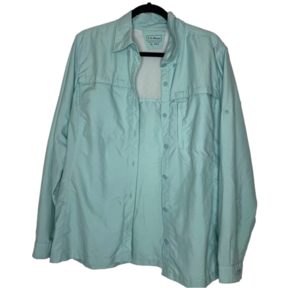 L.L. Bean Tops - 𝅺ll Bean Button Up Tropicwear Shirt Jacket Light Blue Teal XL extra large